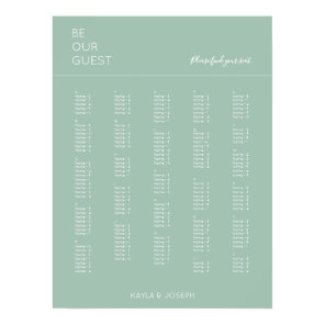 Sage Green Alphabetical Wedding Seating Chart