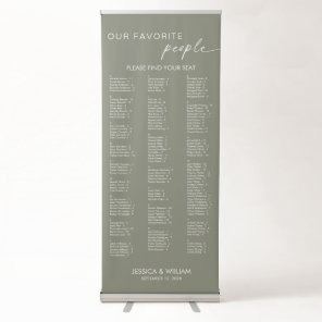 Sage Green Alphabetical Wedding Seating Chart Retractable Banner