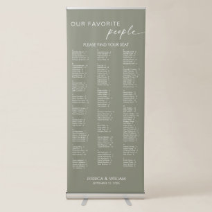 Sage Green Alphabetical Wedding Seating Chart Retractable Banner
