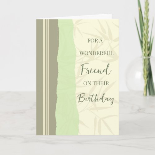 Sage Green and Beige Friend Birthday Card