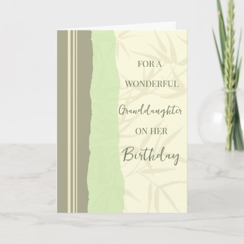 Sage Green and Beige Granddaughter Birthday Card
