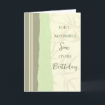 Sage Green and Beige Son Birthday Card<br><div class="desc">Birthday card for son with modern and simple sage green and beige design and thoughtful verse.</div>