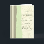 Sage Green and Beige Son in Law Birthday Card<br><div class="desc">Birthday card for son in law with modern and simple sage green and beige design and thoughtful verse.</div>