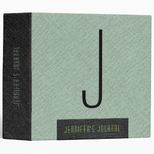 Sage-Green And Black Burlap Linen Texture 3 Ring Binder