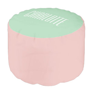 Sage Green and Blush Pink Custom Name Nursery Pouf