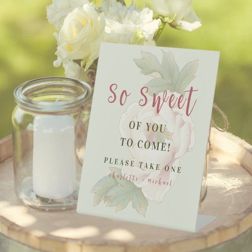 Sage Green and Blush Pink Peony Wedding Favor Sign
