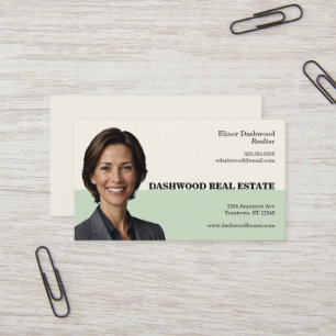 Sage Green and Buff Color Blocks Real Estate Business Card