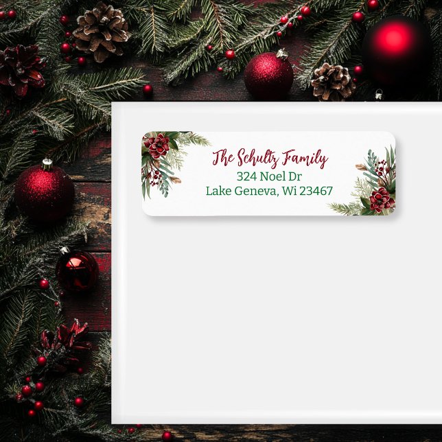 Sage Green and Burgundy Christmas Foliage  Label (Creator Uploaded)