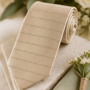 Sage Green and Champagne Luxury Floral Stripe Neck Tie