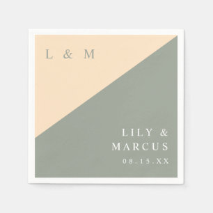 Sage Green And Cream Elegant Monogram Wedding Napkins