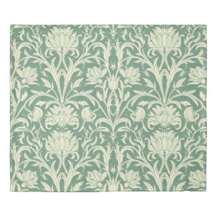 Sage Green and Cream Floral Art Nouveau Duvet Cover