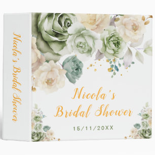 Sage Green and Cream Floral Bridal Shower 3 Ring Binder