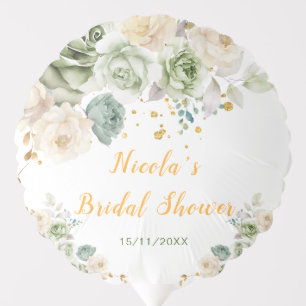 Sage Green and Cream Floral Bridal Shower Balloon