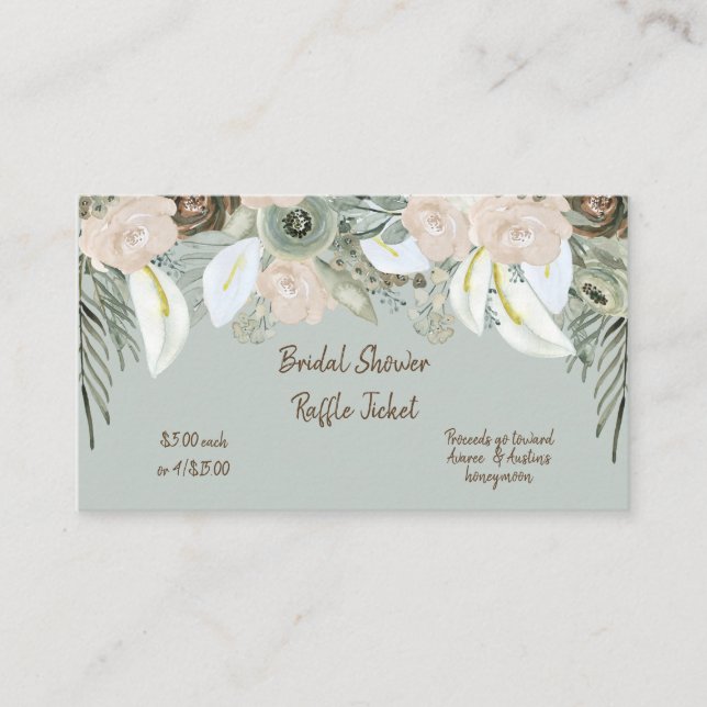 Sage Green and Cream Watercolor Roses Enclosure Ca (Front)