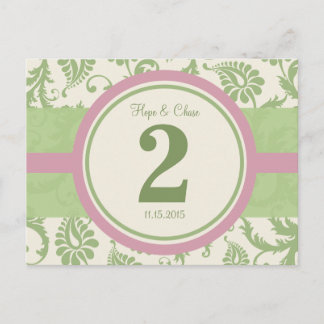Sage Green and Dusy Rose Table Number