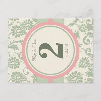 Sage Green and Dusy Rose Table Number
