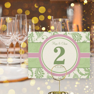 Sage Green and Dusy Rose Table Number