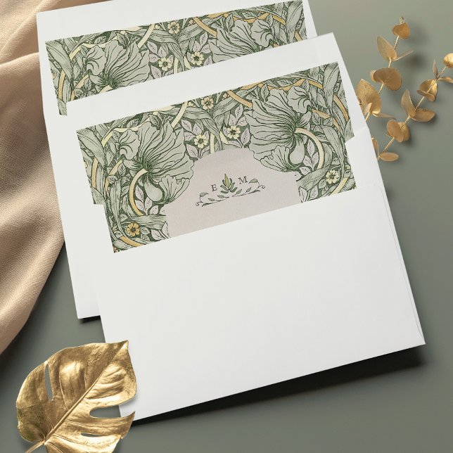 Sage Green and Faux Gold Leaf Envelope Liner (Creator Uploaded)