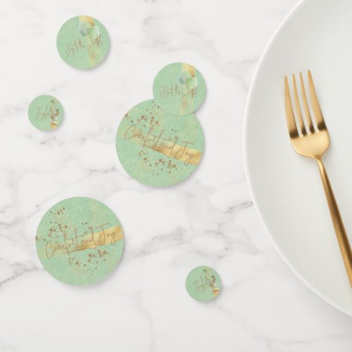 Sage Green and Glitter Botanical Leaf Table Confet Confetti