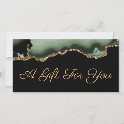 Sage green and gold agate gift certificate