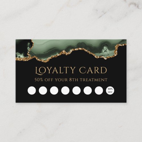 Sage green and gold agate loyalty card