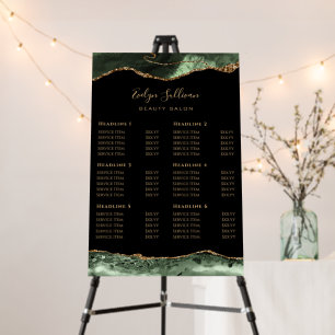 Sage Green and Gold Agate Price List Foam Board