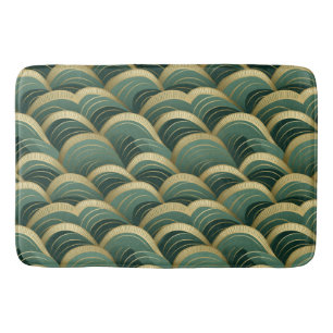 Sage Green and Gold Arches Waves Bath Mat