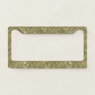 Sage Green and Gold Art Deco Pattern License Plate Frame