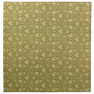 Sage Green and Gold Art Nouveau Pattern Cloth Napkin
