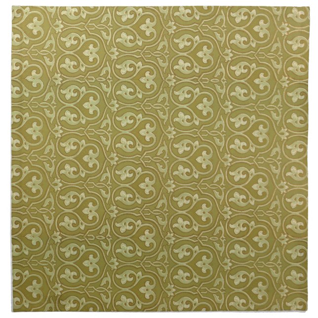 Sage Green and Gold Art Nouveau Pattern Cloth Napkin (Front)