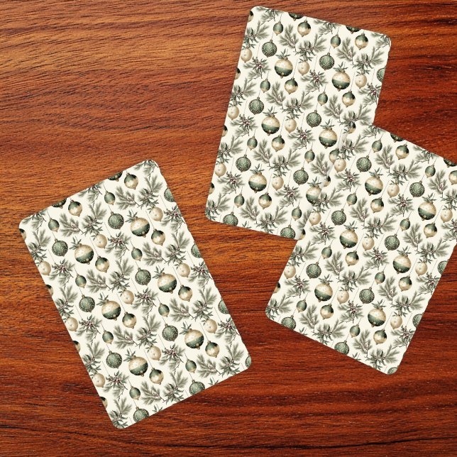 Sage Green and Gold Christmas Ornaments Poker Cards (Creator Uploaded)