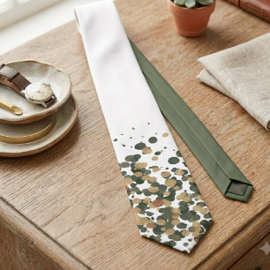 Sage green and gold confetti dots neck tie
