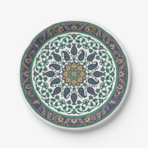 Sage Green and Gold Elegant Persian Mughal - Islam Paper Plates