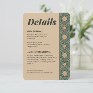 Sage Green and Gold Geometric Wedding Details Card