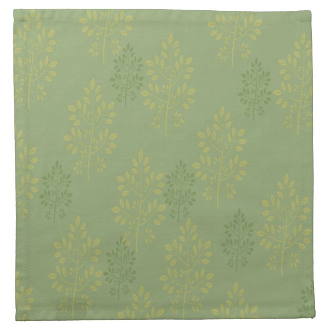 Sage Green and Gold Leaves Napkin (Front)
