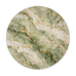 Sage Green and Gold Marble Cutting Board