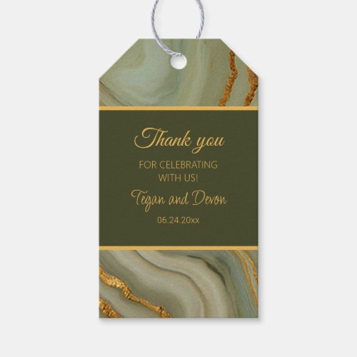 Sage Green And Gold Marble Gift Tags