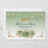 Sage Green and Gold Quinceañera Photo Birthday Thank You Card (Back)