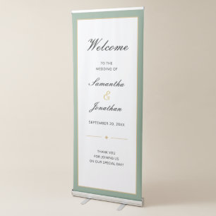 Sage Green and Gold Script Wedding Retractable Banner