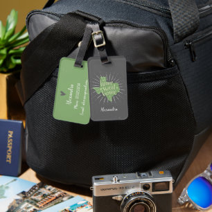 Sage Green and Gray Home Sweet Home Texas Luggage Tag