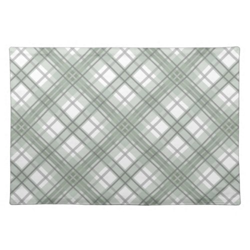 Sage Green and Gray Plaid Cloth Placemat