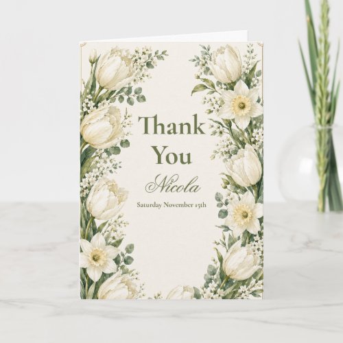 Sage Green and Ivory Bridal Shower Thank You Card