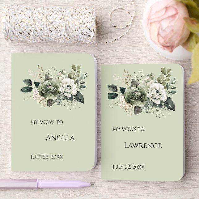 Sage Green and Ivory Floral Wedding Vow | Foil Vow Books (Creator Uploaded)