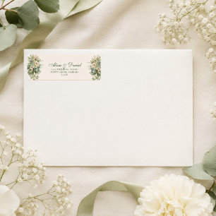 Sage Green and Ivory Flowers Wedding Address Label