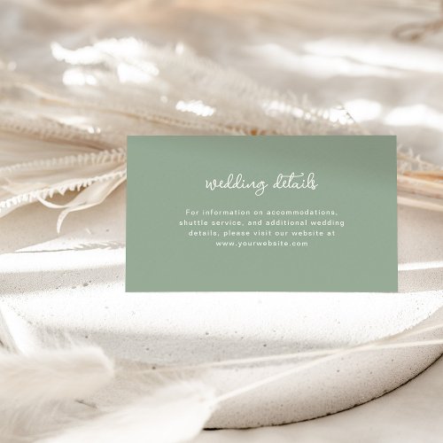 Sage Green and Ivory  Wedding Details Enclosure Card