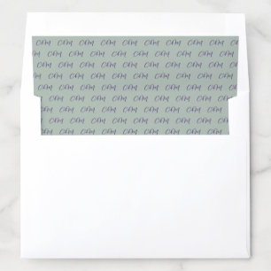 Sage green and Lavender Script Initials Wedding Envelope Liner