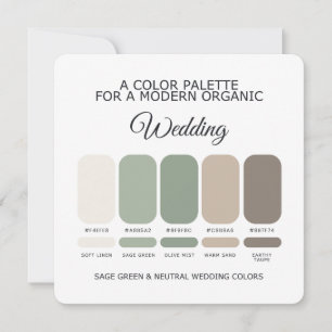 Sage Green and Neutral Wedding Color Palette Card