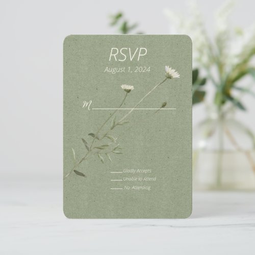 Sage Green and One Single Daisy Response Card