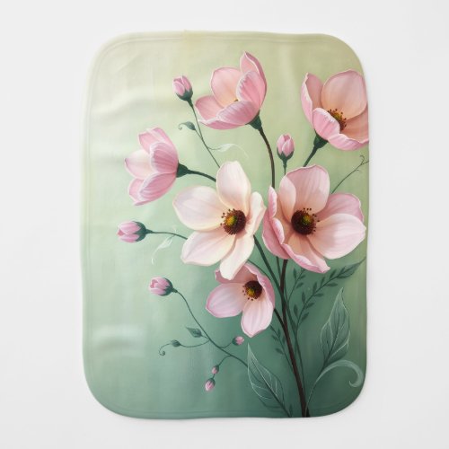 Sage Green and Pink Floral Baby Burp Cloth