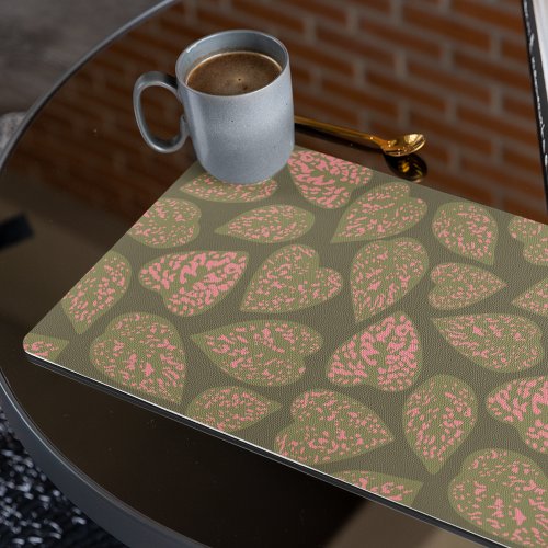Sage Green and Pink Polka Dot Plant Leaves Placemat